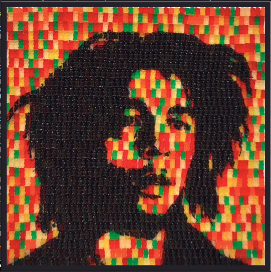 Picture of Bob Marley printed on Gummy bears