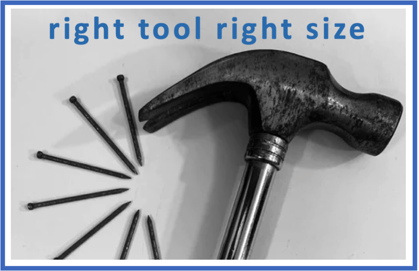 right tool right size - hammer nail